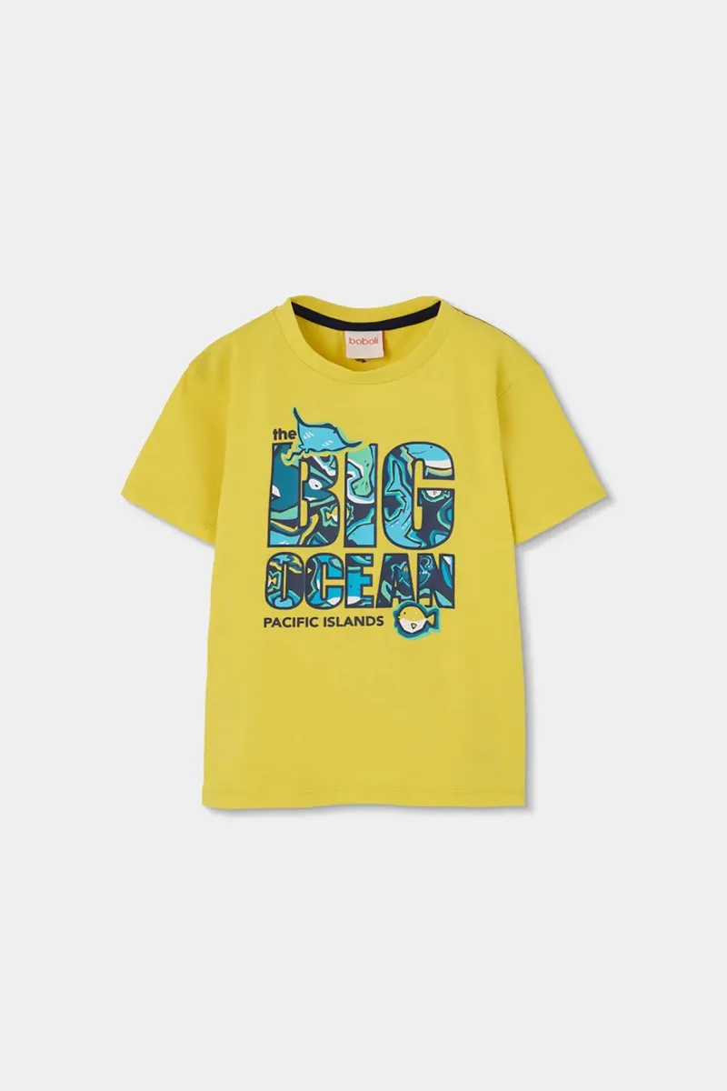 Boboli παιδικό Τ-shirt με letter print - 543068 Κίτρινο