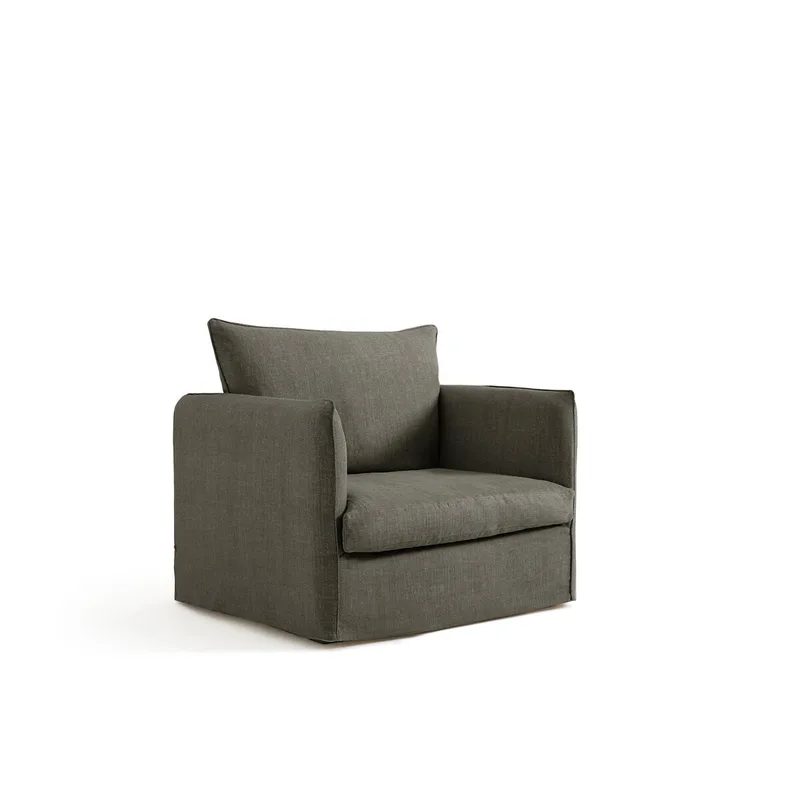 Πολυθρόνα από βαμβάκι-λινό Μ95xΠ90xΥ82cm