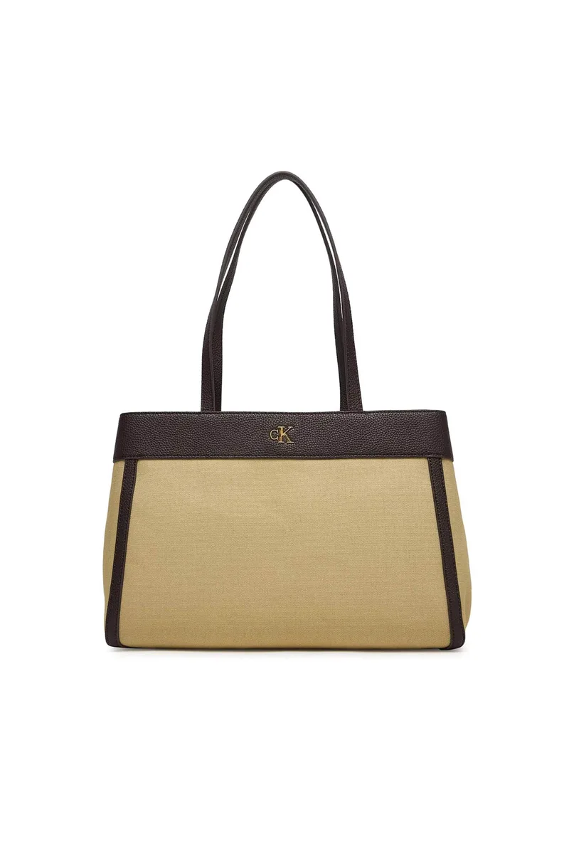 Calvin Klein Jeans γυναικεία canvas τσάντα tote με monogram - LV04F3503G Μπεζ