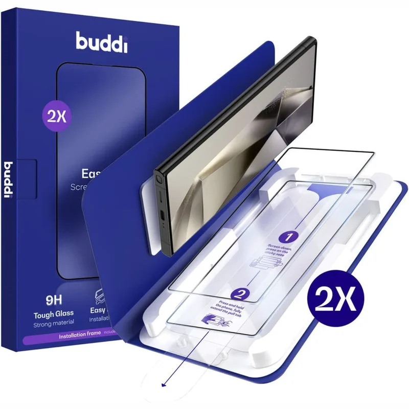 Tempered Glass Samsung Galaxy S24 Ultra Buddi Easy Fit Full Face Αντιχαρακτικό Γυαλί Προστασίας Οθόνης 2 Τεμάχια - Black (8719246545726)