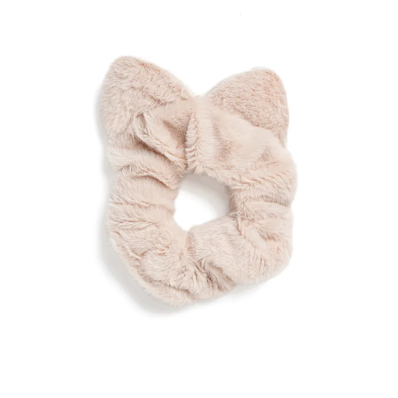 Dusty Ροζ Γούνινο Scrunchie Με Αυτάκια