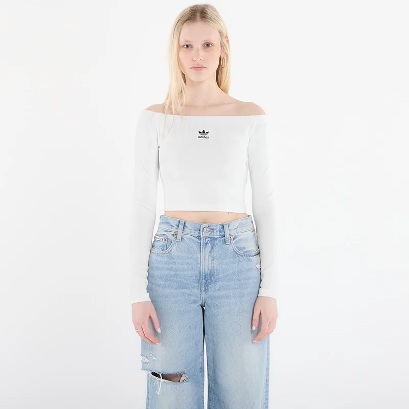 T-shirt adidas Essentials Rib Off Shoulder Long-Sleeve Top T-Shirt White XL