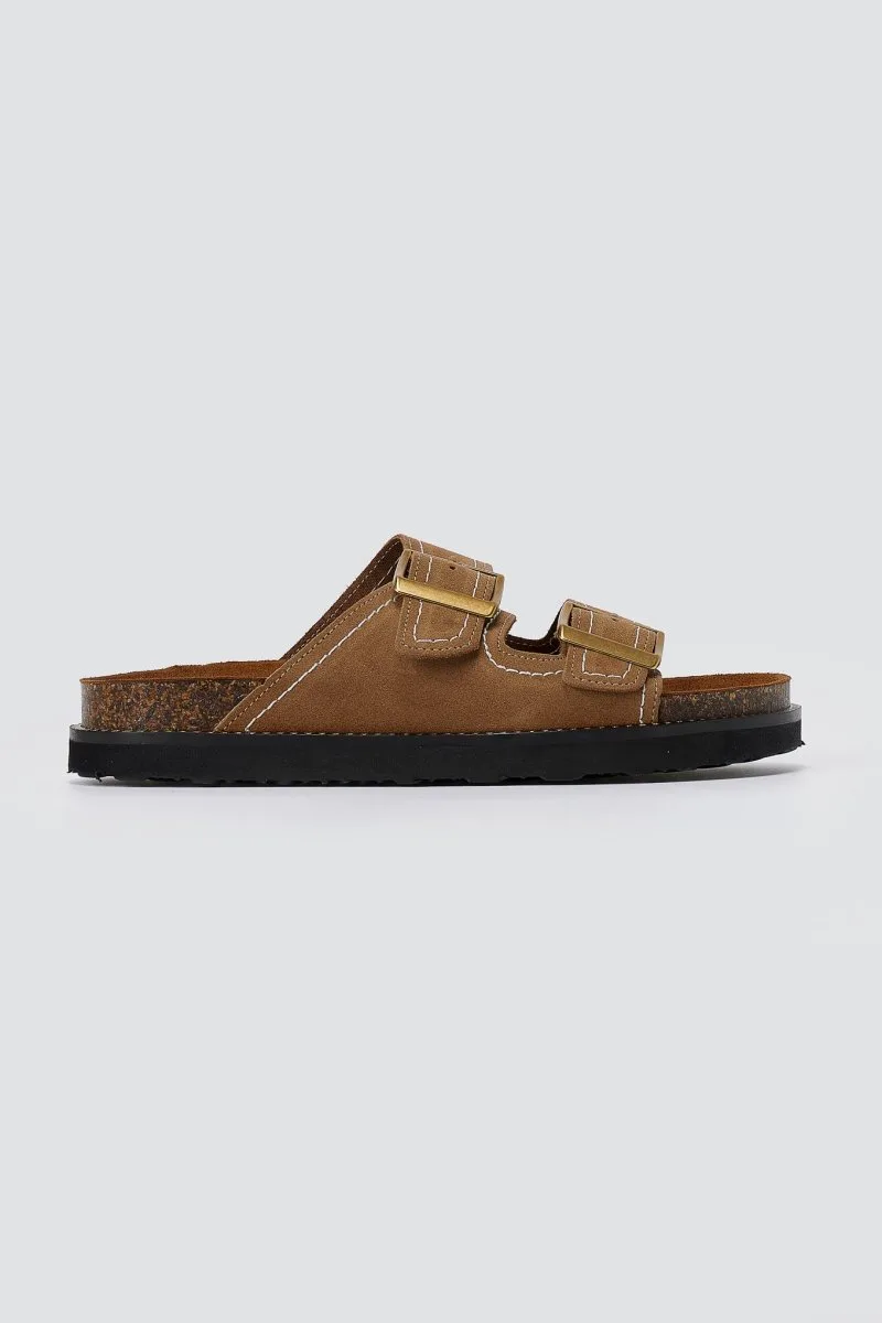 ATENEO Buckle Sandals Anatomical Footbed - 62103 - Taupe Suede