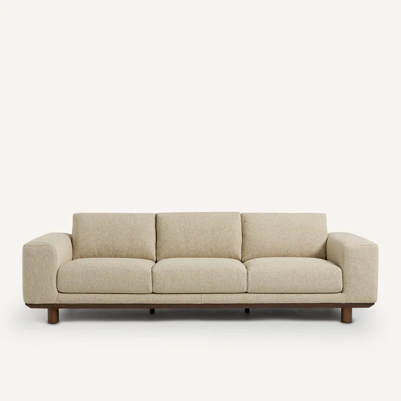 Καναπές με μπουκλέ ταπετσαρία Μ97xΠ212xΥ72cm