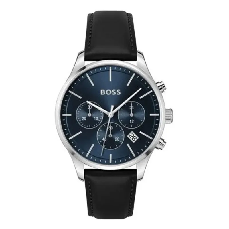 Boss Mens Avery Chronograph Black Leather Strap 1514156