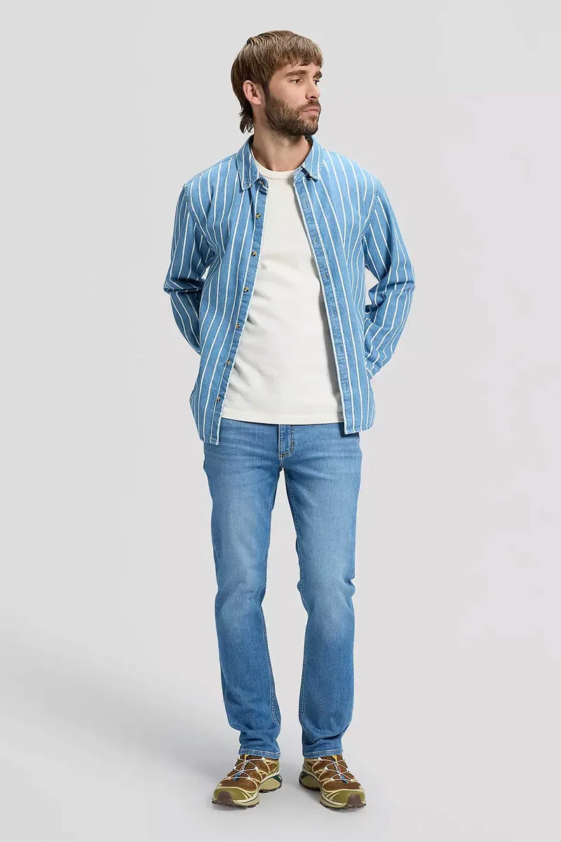 Lee® ανδρικό τζιν παντελόνι πεντάτσεπο Slim Straight Fit "Rider" - 112376332 Denim Blue