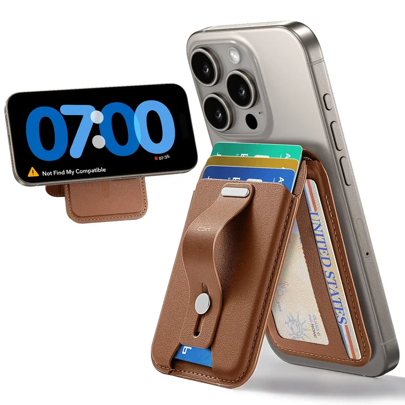ESR MagSafe Magnetic Grip Wallet Fold Stand Brown