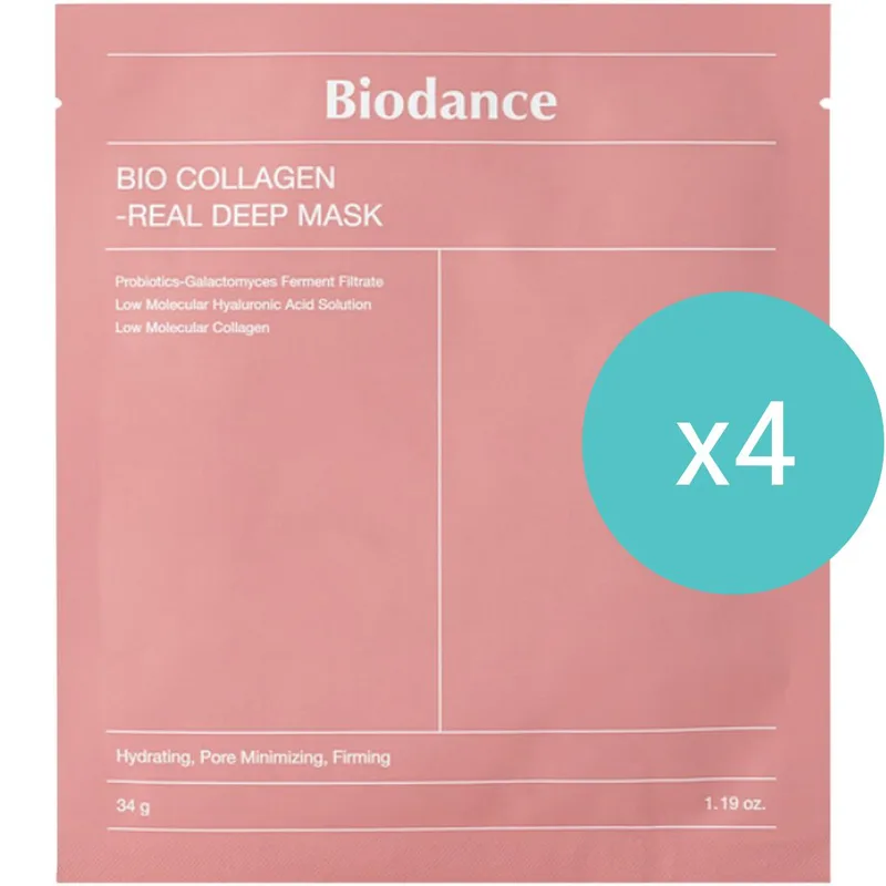 Σετ Biodance Bio Collagen Real Deep Mask Ενυδατική Μάσκα Προσώπου με Κολλαγόνο που Χαρίζει Σφριγηλότητα & Ελαστικότητα 4 Τεμάχια