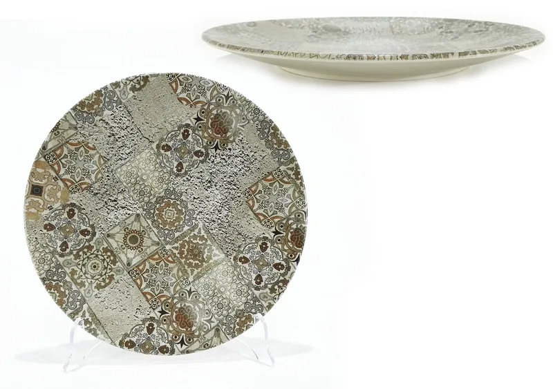 Πιάτο Μπεζ Σχέδιο Maiolica Μπεζ Opaco Πορσελάνη Φ26cm