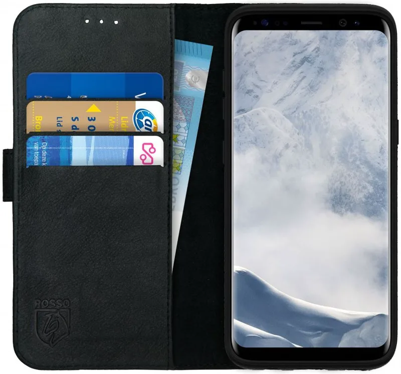 Κόκκινο Deluxe Δερμάτινη Θήκη Πορτοφόλι Samsung Galaxy S8 - Black (8719246112683)