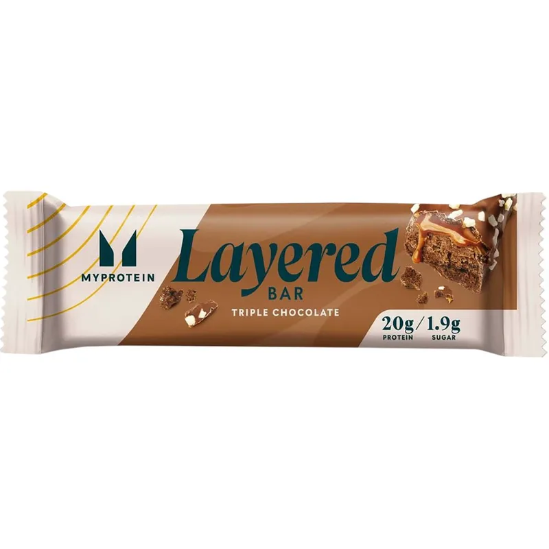 My Protein Layered Bar Μπάρα Υψηλής Περιεκτικότητας σε Πρωτεΐνη Πολλαπλών Στρώσεων για Υποστήριξη της Ανάπτυξης & της Διατήρησης της Μυϊκής Μάζας με Γεύση 3 Ειδών Σοκολάτας 60g 1 Τεμάχιο - Triple Chocolate