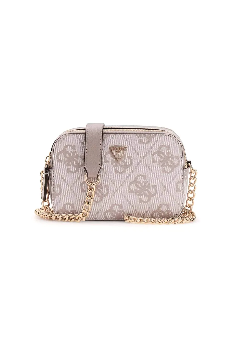 Guess γυναικεία τσάντα crossbody με μεταλλικό λογότυπο και all-over logo print "Noelle II" - HWSO9672140 Μπεζ
