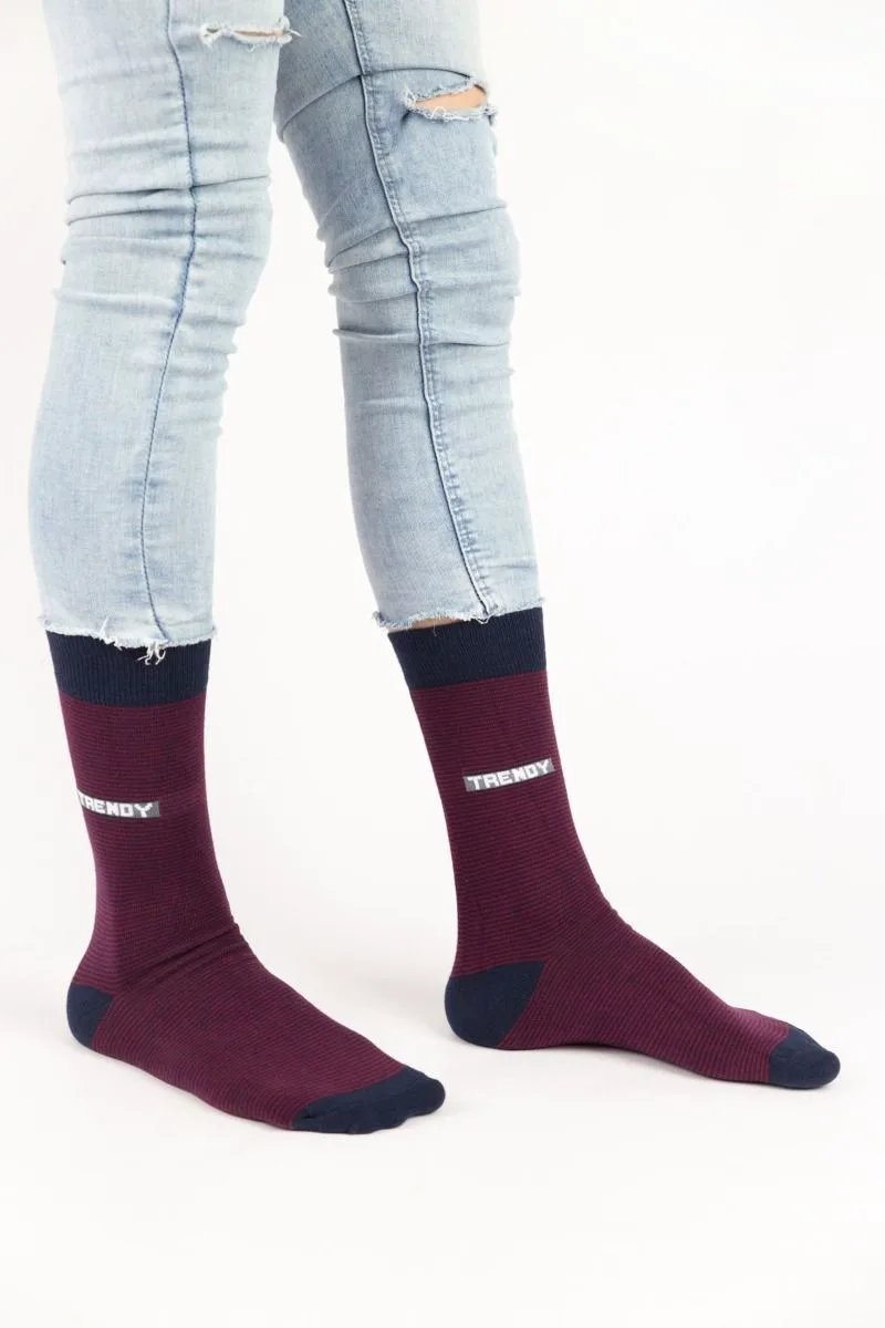 Ανδρικές casual κάλτσες KEVIN III Βαμβακερές Trendy 16143 Μπορντό