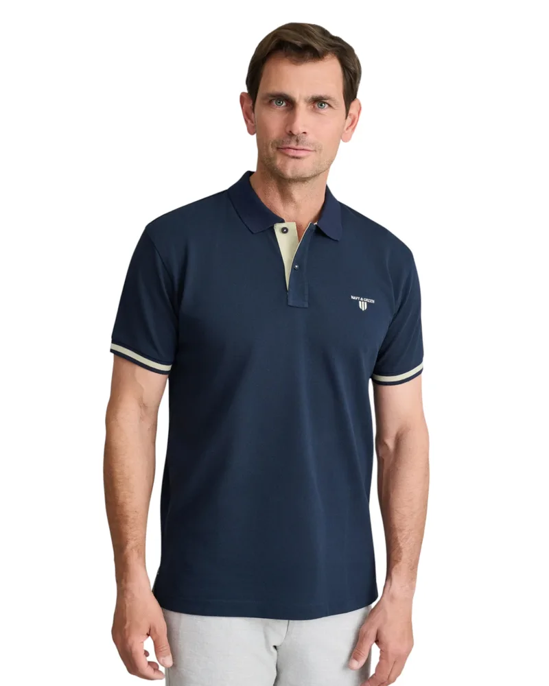 Navy & Green Ανδρική Μπλούζα Πόλο Κοντομάνικη 24GE.1038 MARINE BLUE/BUTTER