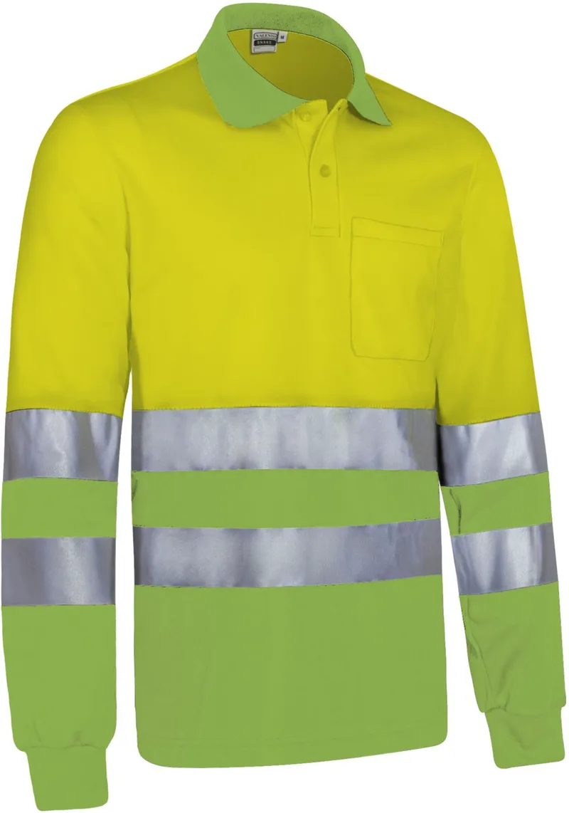 Hi-Vis Μακρυμάνικο Polo SNAKE Valento POVASNAAP Fluo Yellow-Apple Green