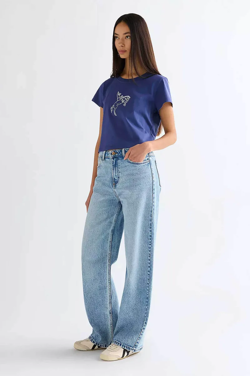 Wrangler® γυναικείο τζιν παντελόνι πεντάτσεπο Loose Straight Fit - 112378205 Denim Blue