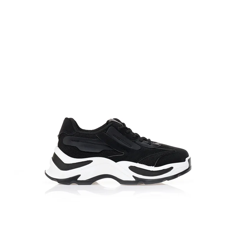 Sneakers με δίχτυ και χοντρή σόλα ΜΑΥΡΟ