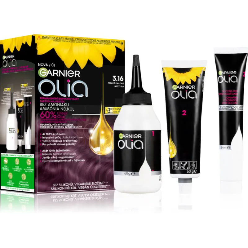 Garnier Olia Big Kit μόνιμη βαφή μαλλιών απόχρωση 3.16 Deep Violet
