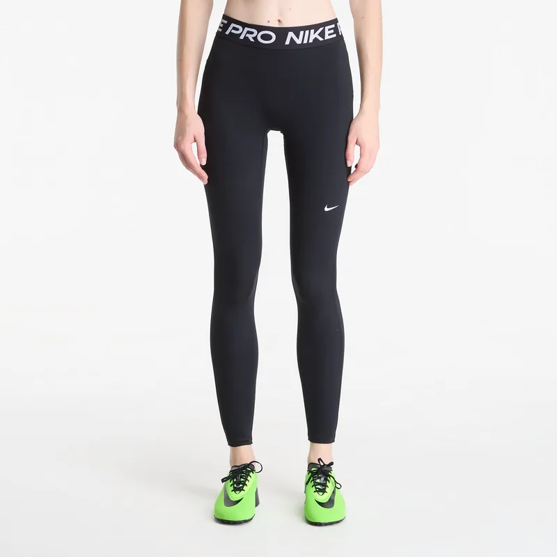 Κολάν Nike Pro Women's Mid-Rise Full-Length Leggings Black/ White M
