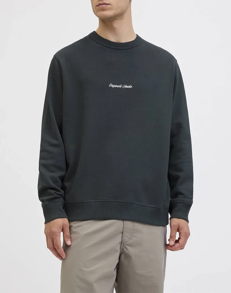 JACK&JONES JORNORREBRO EMB SWEAT CREW NOOS 12282893-forest river Gray
