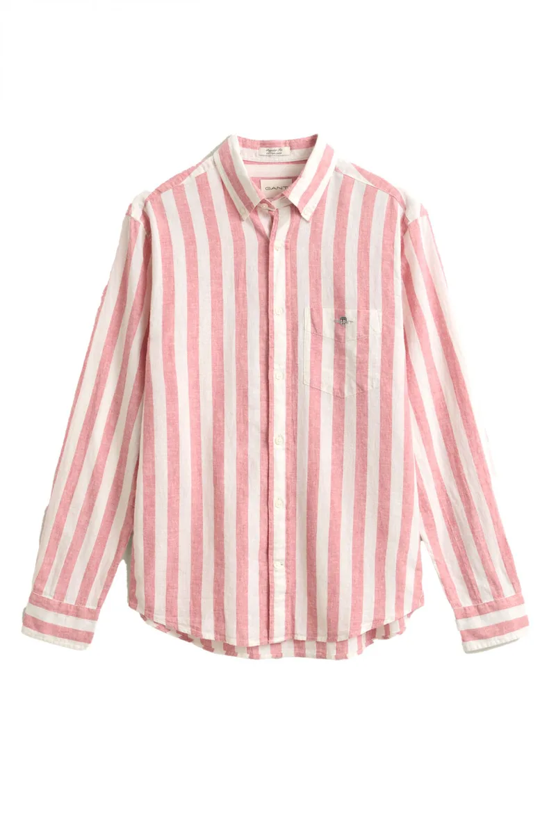 GANT ΠΟΥΚΑΜΙΣΟ REGULAR FIT ΡΙΓΕ ΛΕΥΚΟ - ΡΟΖ