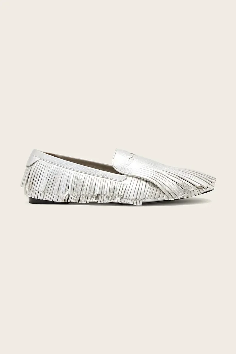 AllSaints μοκασίνια γυναικεία δερμάτινα Sandy Fringe Loafer