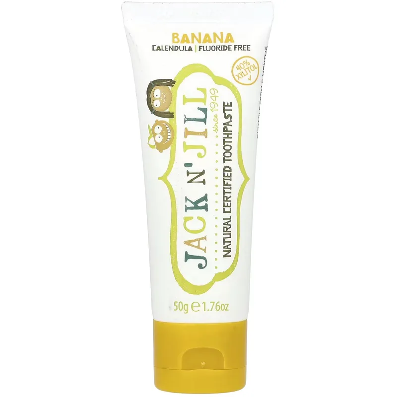 Jack n' Jill Natural Certified 6m+ Toothpaste Φυσική, Πιστοποιημένη Οδοντόκρεμα με Υπέροχη Γεύση Μπανάνα για την Πρώτη Οδοντοφυΐα για Βρέφη από 6 Μηνών 50g - Banana