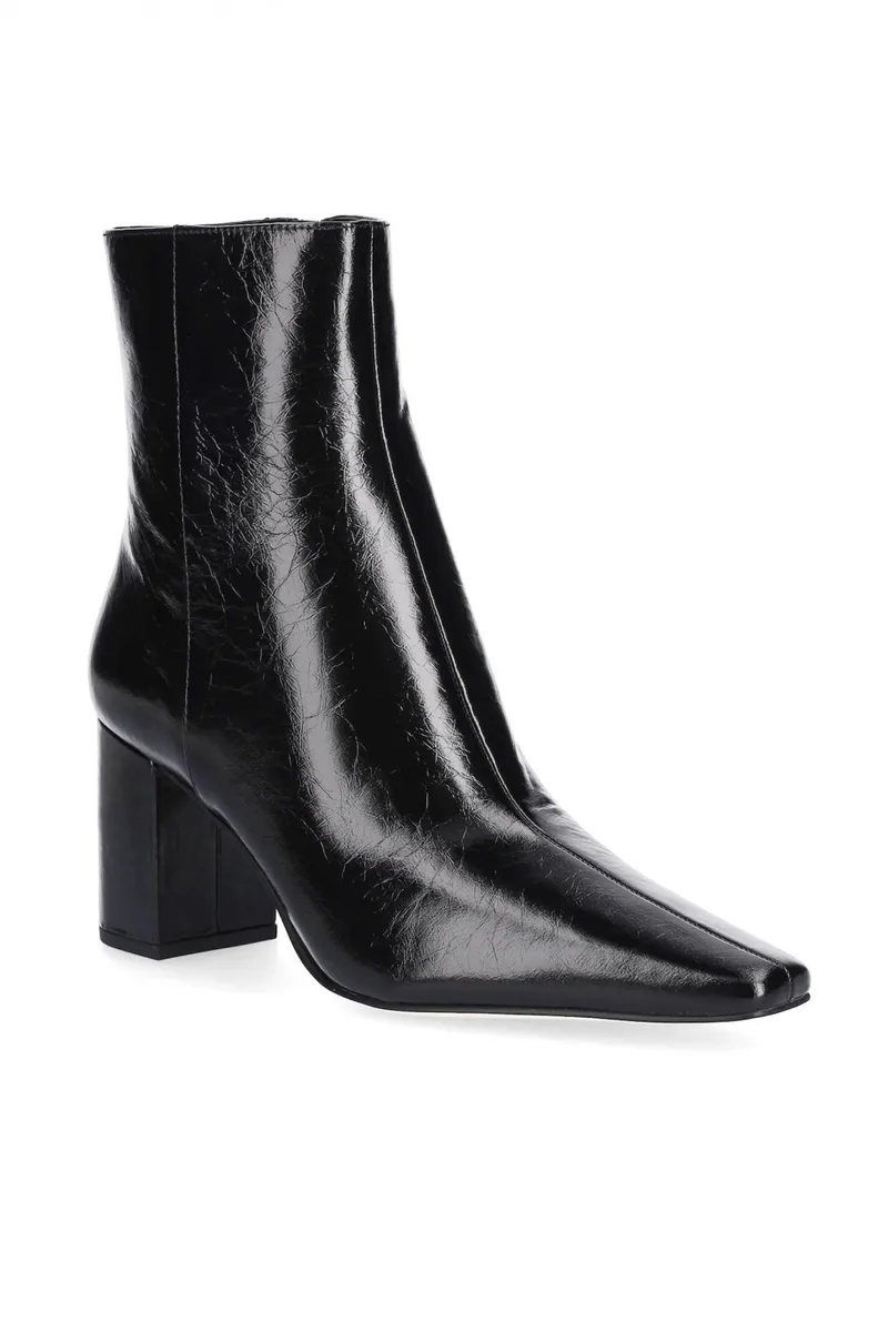 MICHAEL KORS ΠΑΠΟΥΤΣΙΑ ΜΠΟΤΑΚΙΑ ELISE BOOTIE ΓΥΑΛΙΣΤΕΡΟ ΔΕΡΜΑ ΦΕΡΜΟΥΑΡ LOGO ΜΑΥΡΟ