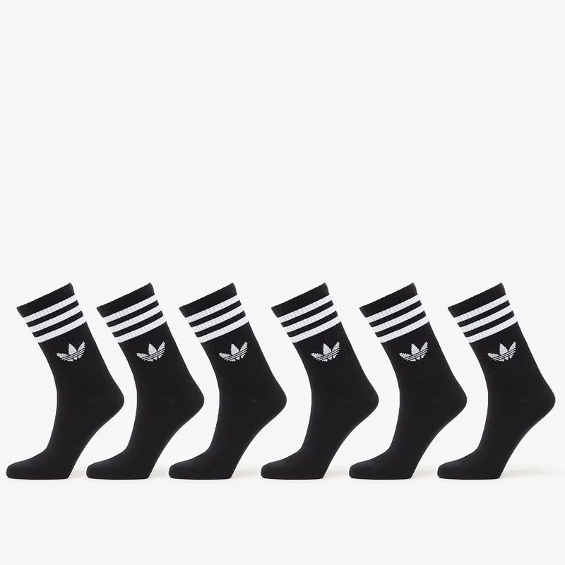 adidas 3-Stripes Crew Socks 6 Pairs Black M