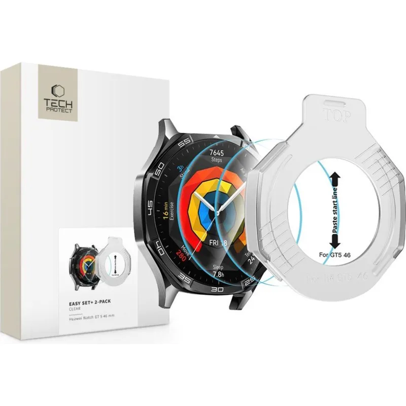 Tempered Glass Huawei Watch GT 5 46mm Tech-Protect Easy Set+ Αντιχαρακτικό Γυαλί Προστασίας Οθόνης 2 Τεμάχια - Clear (5906302318957)