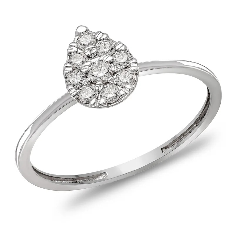 Diamond Group Μονόπετρο Δαχτυλίδι με Διαμάντια Brilliant από Λευκό Χρυσό 18 Καρατίων DDX768