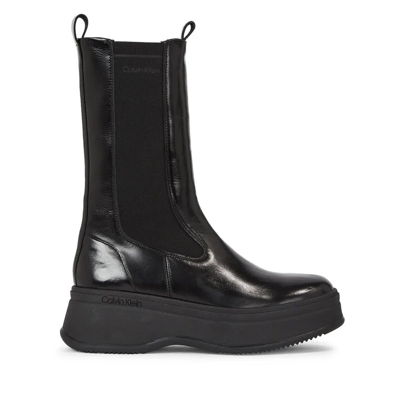 Γυναικεία Δερμάτινα Μποτάκια Calvin Klein HW0HW01686 BEH Μαύρα