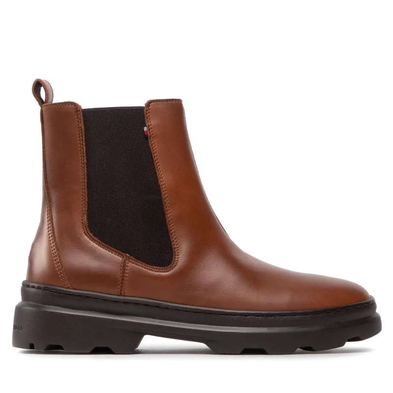 Ανδρικά Μποτάκια Tommy Hilfiger Leather Chelsea FM0FM04193 Winter Cognac GVI