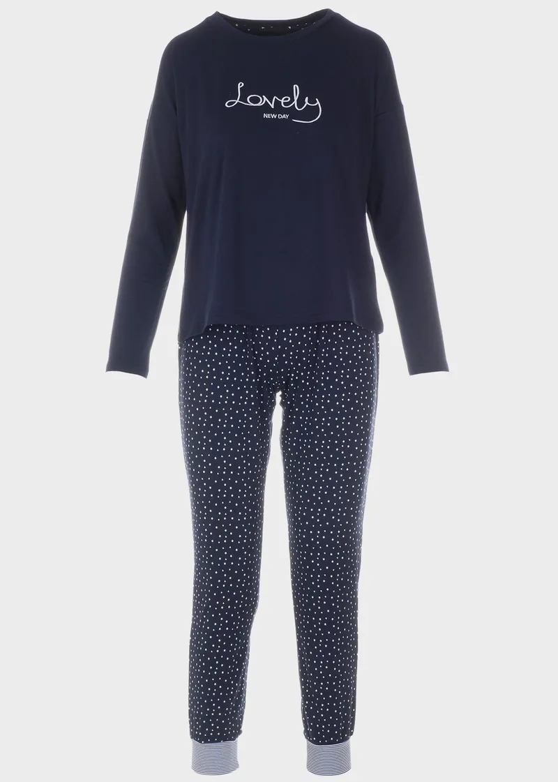 Γυναικεία πιτζάμα LOVELY all print παντελόνι NAVY