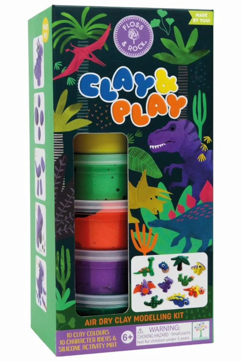 Παιχνίδια με πηλό Floss and Rock Clay and Play - Δεινόσαυροι
