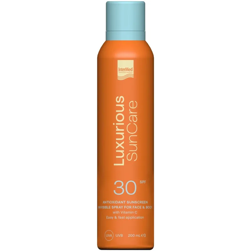 Luxurious Suncare Antioxidant Sunscreen Invisible Spray Spf30 Αντηλιακό Spray Προσώπου - Σώματος Υψηλής Προστασίας με Βιταμίνη C 200ml