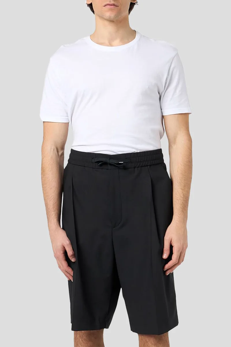 HUGO Ανδρικό Μαύρο Wool Short Pants In Black