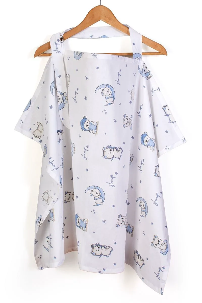 Ποδιά Θηλασμού Dimcol Bear's Nest 03 105x70 White-Sky Blue-