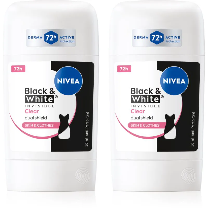 NIVEA Black & White Invisible Clear στερεό αντιιδρωτικό επωφελής συσκευασία