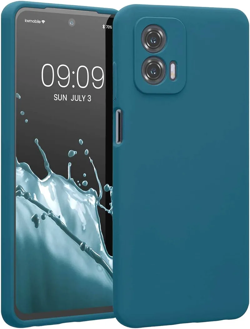 KWmobile Soft Flexible Rubber Cover - Θήκη Σιλικόνης Motorola Moto G73 με Πλαίσιο Κάμερας - Petrol (60831.78)
