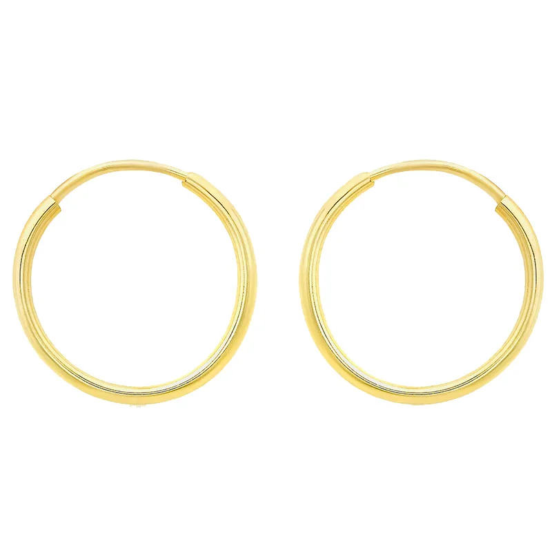 Jt Unisex ασημένια σκουλαρίκια κρίκοι επίχρυσοι λεπτοί