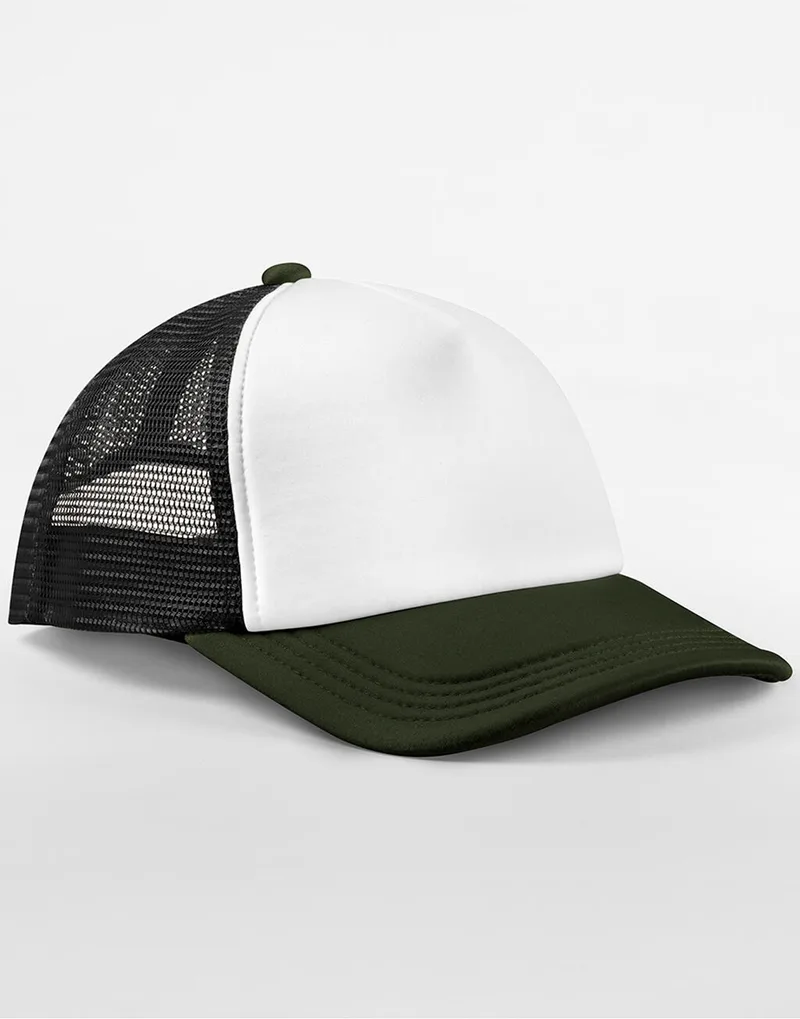 Retro 5 Panel Trucker Beechfield B639 Black/Dark Olive