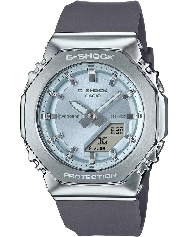 CASIO G-Shock Dual Time Chronograph - GM-S2110-2AER Silver case with Grey Rubber Strap