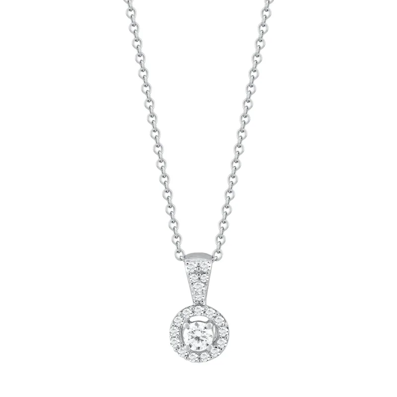 Diamond Group Koλιέ Μονόπετρο Με Διαμάντι Brilliant από Λευκό Χρυσό 18 Καρατίων KL1460