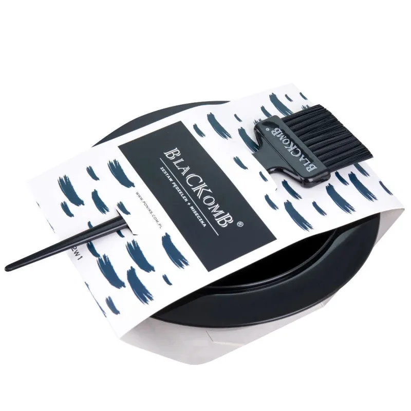 Poniks Blackomb hair coloring set with non-slip bowl and 5cm brush.