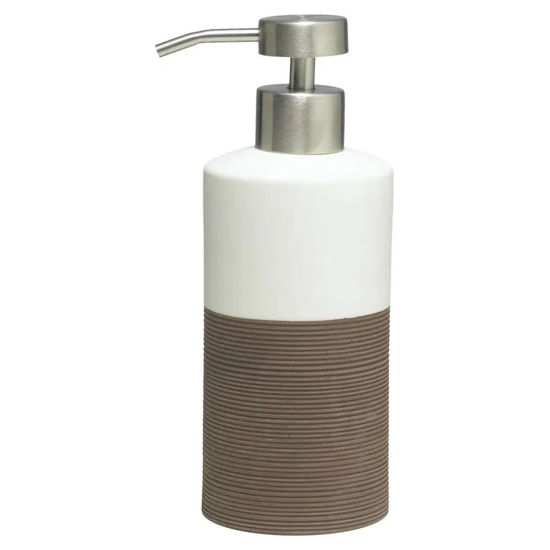 Ντισπένσερ Πορσελάνης 325ml-8,5x6,7x18εκ. Doppio Brown Sealskin 361840274 (Υλικό: Πορσελάνη, Χρώμα: Λευκό) - sealskin - sl-361840274