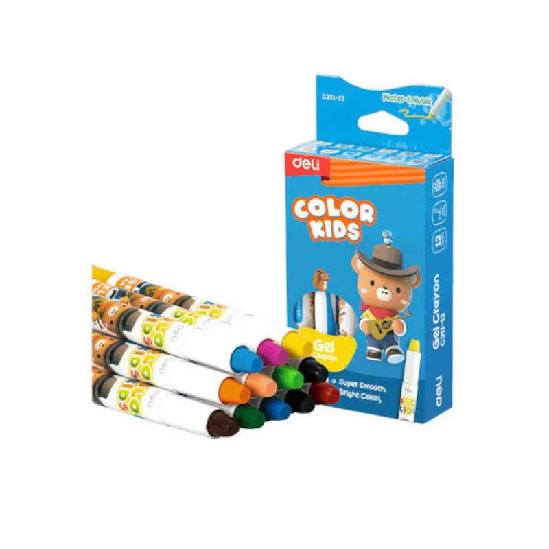 Deli Genius Κραιγιόν Gel Twist Υδατοδιαλυτό Washble 12Χρώματα & Πινέλο C211-12