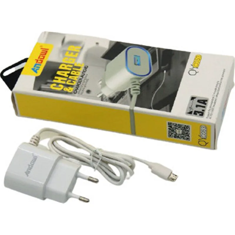 Andowl Φορτιστής με Θύρα USB-A και Καλώδιο micro USB Λευκός (QY-C053)
