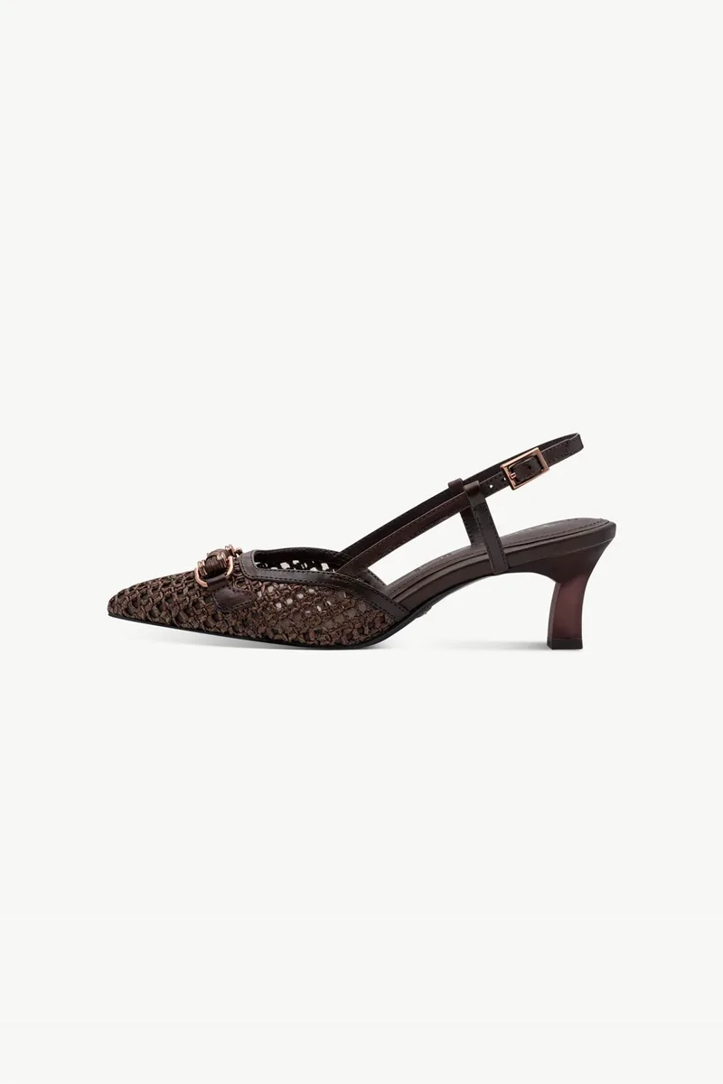 Tamaris γυναικεία slingbacks με πλεκτό σχέδιο - 1-29634-44 Καφέ