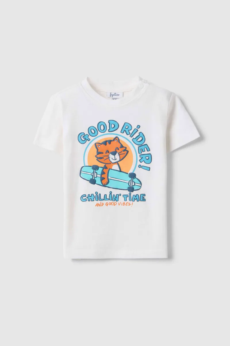 OVS βρεφικό T-shirt με print Regular Fit - 002564539 Λευκό